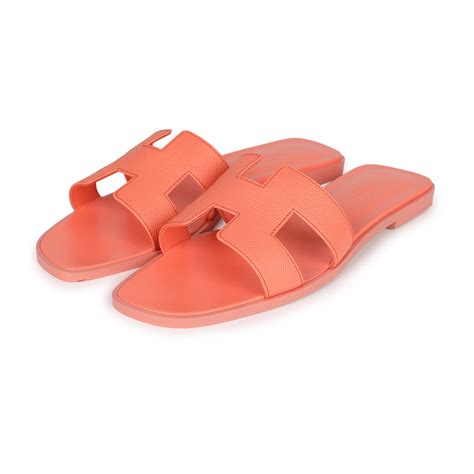 hermes oran 39.5|Hermes Oran Sandals Orange Joey Epsom 39.5 EU.